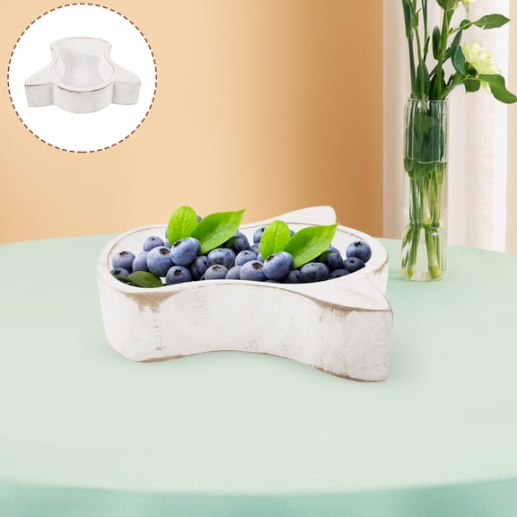 HONMEET White Wooden Cow Bowl Decorative Dish for Home Decor, Kitchen Serving, Everyday Use and Party Tableware