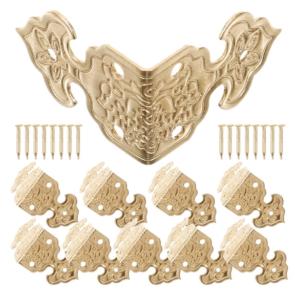 HONMEET 1 Set Decorative Brass Corner Protectors, Metal Furniture Edge Guards for Boxes, Trunks, Cabinets, Vintage Home Decor