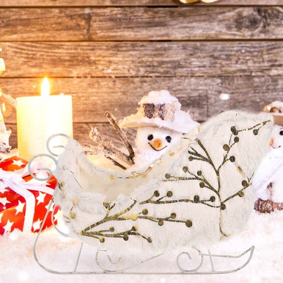 HONMEET Christmas Decorative Metal Sleds Set with White Suede Finish for Holiday Home Decor Festive Winter Decoration