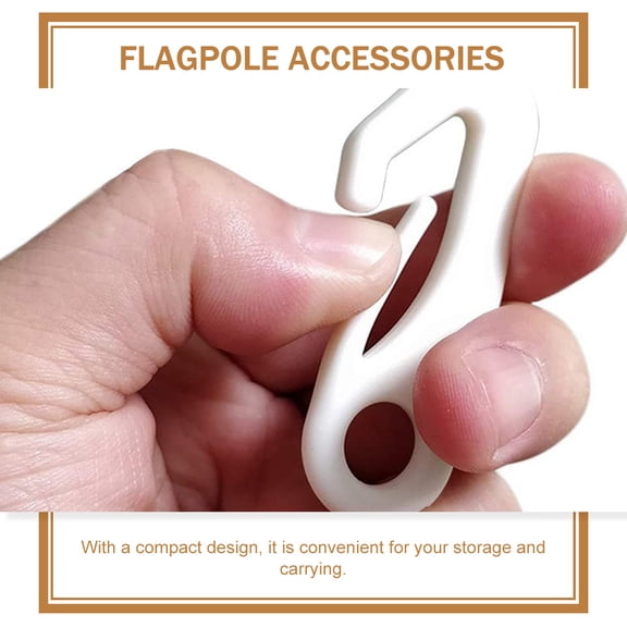 HONMEET 1Set White Flagpole Rope Kit Nylon Material with Hook for Fastening and Outdoor Activities