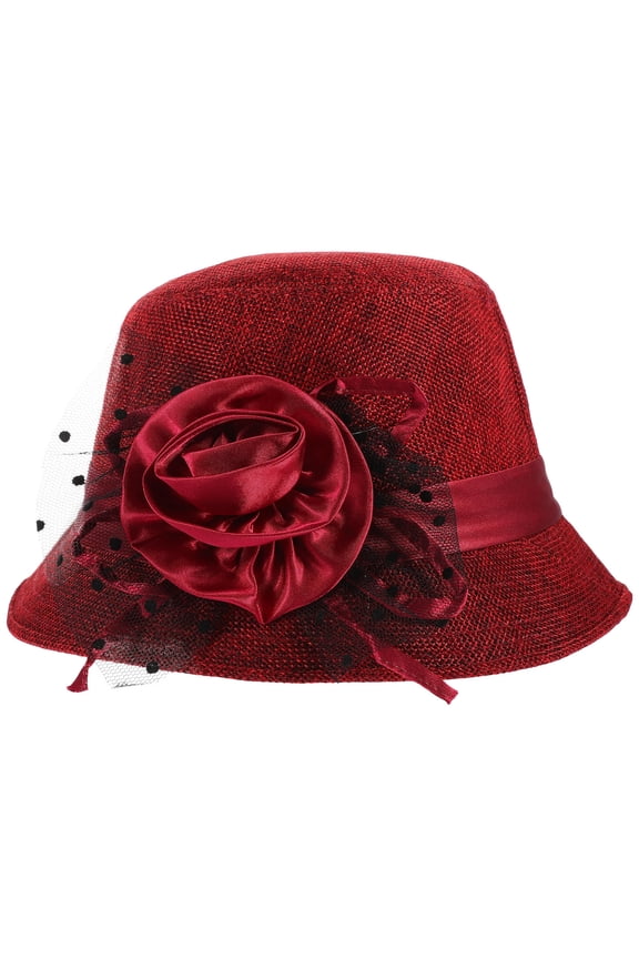 1Set Flax Bell Shape Hat for Women Fashion Accessory Vintage Style for Formal Events 9.6x9.6x5.5in