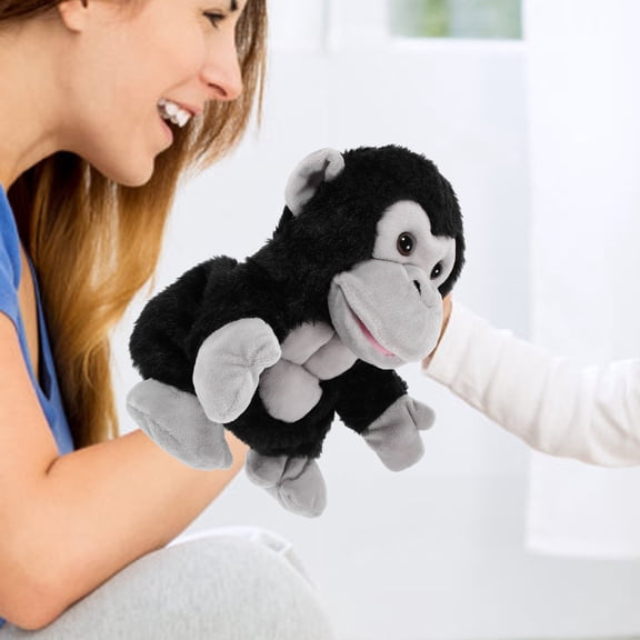 HONMEET Black Animal Hand Puppet Soft Plush Stuffed Toy with PP Cotton Filling, 1 Set for Kids and Educational Play
