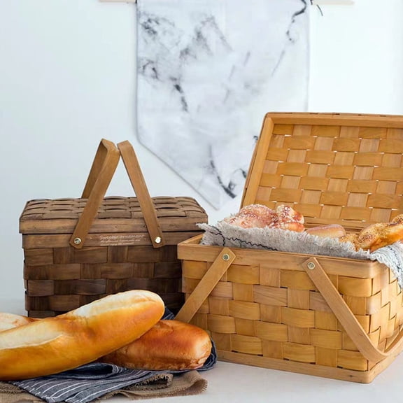 HONMEET 1Set Handwoven Picnic Basket Khaki for Picnic Supplies General Users