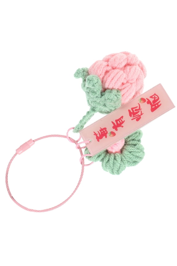 1Set Hanging Keychains Charm Pink Strawberry Shape For Backpacks And Purses