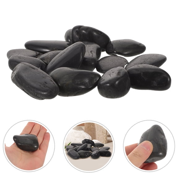 HONMEET Natural Black Pebbles Set for High Temperature Cooking, Grilling, and Outdoor Landscaping Use