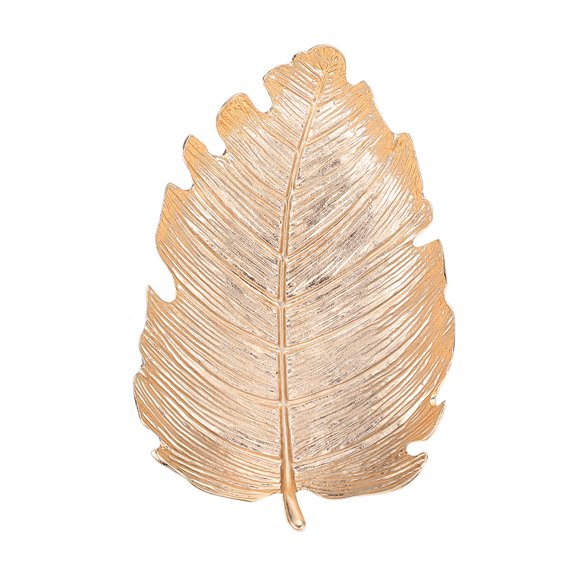 HONMEET Jewelry Display Tray Leaf Design Golden Zinc Alloy 1Pcs Home Decoration