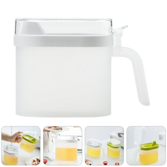 HONMEET Clear White Oil Can with Handle, Multipurpose Storage Container for Kitchen, Garage, and Workshop Use, 1 Piece