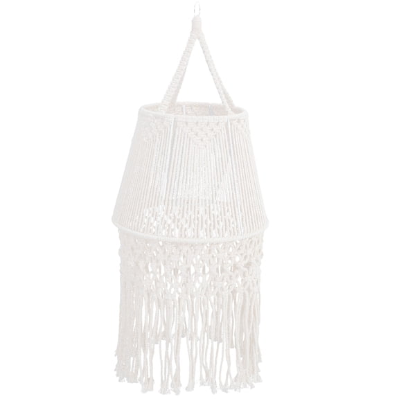 HONMEET Bohemian Macrame Pendant Lampshade Beige Cotton with Iron Frame for Home Decor Lighting