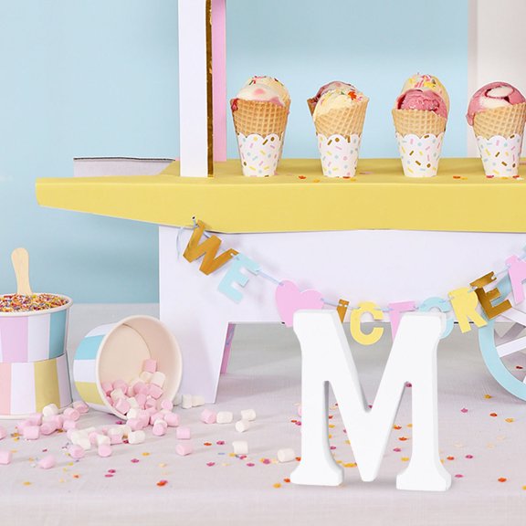 HONMEET Wood Alphabet Letters White Decorative Wood Letters for Wedding Party Home Display