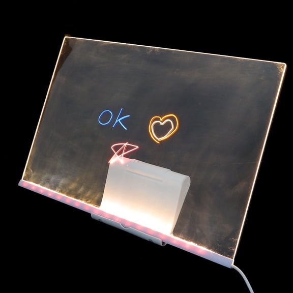 HONMEET 1Set Lighted Acrylic Note Board Glowing Rewritable Memo Pad with Pen for Office Desk