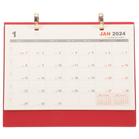 HONMEET Red Desktop Calendar with Manual Date Display, Stylish Home Office Desk Decor, Easy to Use and Practical