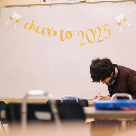 HONMEET 1Set New Year Golden Paper Banner with Luxurious Design for Indoor and Outdoor Use 30.8x9x0.05in