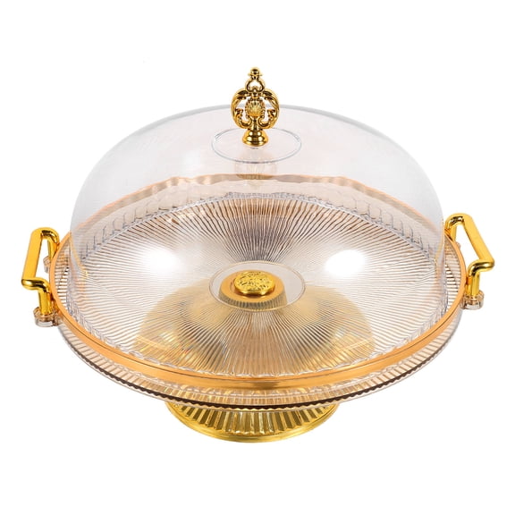 HONMEET Golden Cake Stand with Dome Cover, Multifunctional Serving Plate for Home, Party, Wedding, and Kitchen Decor