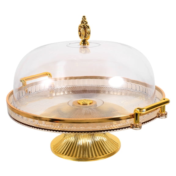 HONMEET Golden Cake Stand with Dome Cover, Multifunctional Serving Plate for Home, Party, Wedding, and Kitchen Decor