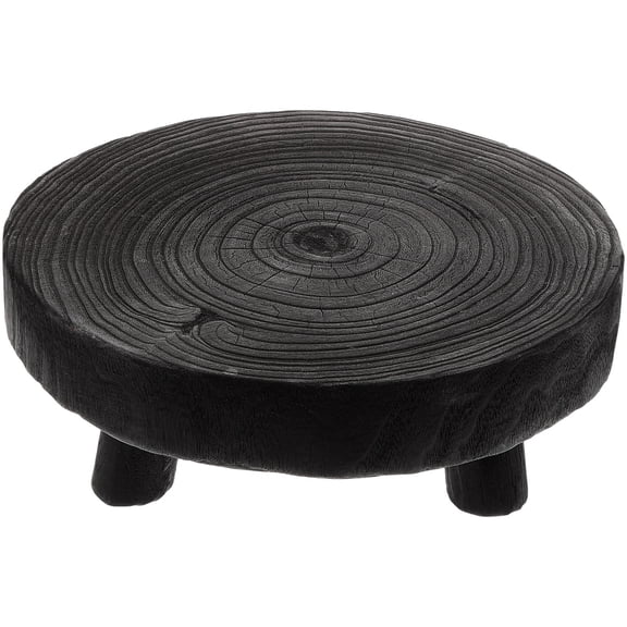 HONMEET Black Wooden Plant Stand with Round Stool, 1-Piece Flowerpot Rack for Indoor and Outdoor Garden Decoration