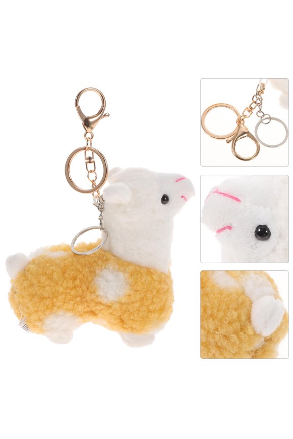 Cute Alpaca Soft Toy Keyring Simple Generous Design Keychain Hanging Decor for Adults
