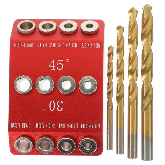 HONMEET 1Set Red Drill Bit Guide for Woodworking with Convenient Simple Use and Adjustable Angle Settings