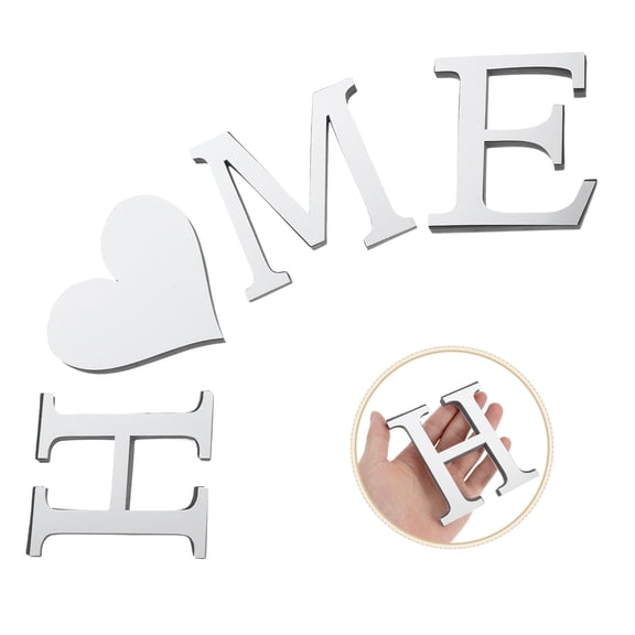 HONMEET 1 Set Plated 3D Acrylic Mirror Wall Letters Removable Self Adhesive Decorative Stickers