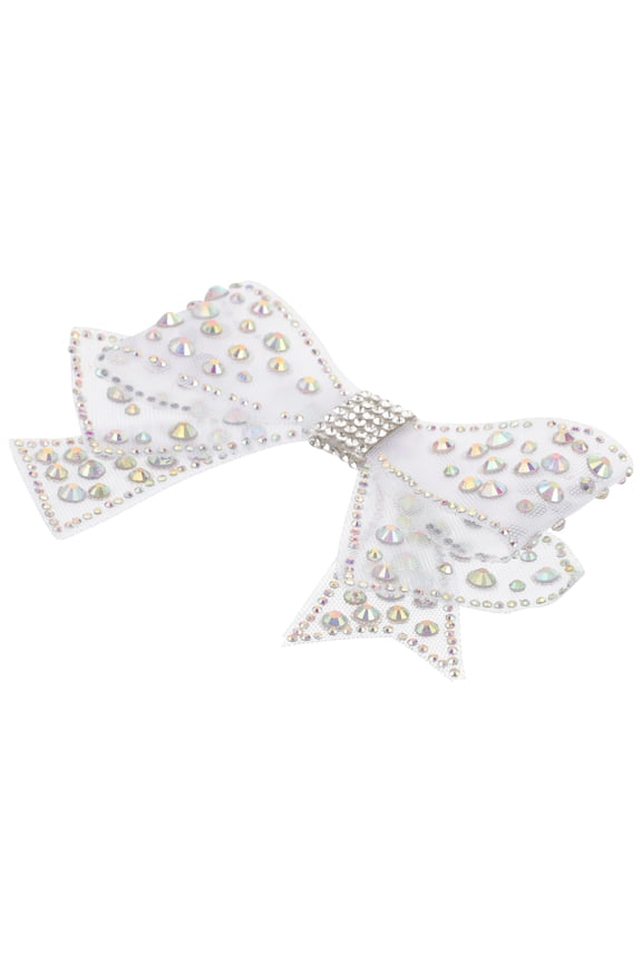 Rhinestone Bow For Shoes Party Stage Performance Accessory White 1Pack