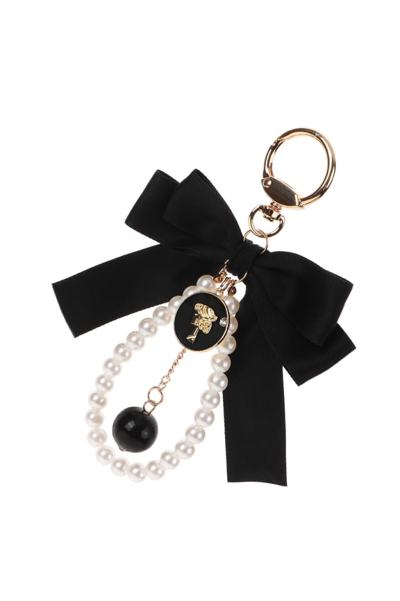 Black Bow Keychain for Car Keys and Bags, Decorative Pendant Accessory, Stylish and
