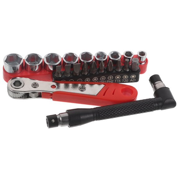 HONMEET 1Set Right Angle Ratchet Screwdriver Set with Socket Attachments for Home Maintenance