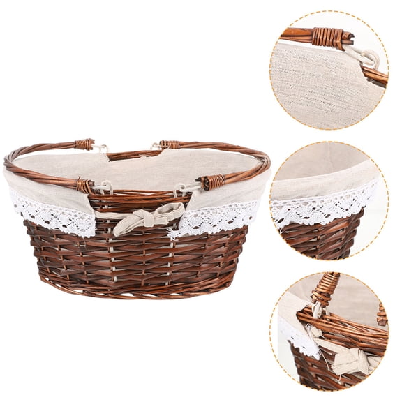 HONMEET Farmhouse Fruit Basket Picnic Basket Multi Cloth 1Pack 12.6x9.8x5.5in