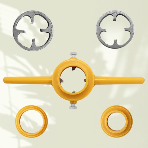 HONMEET 1Set Die Handle Wrench Water Pipe Threading Device Yellow Plastic for Professional Plumbing