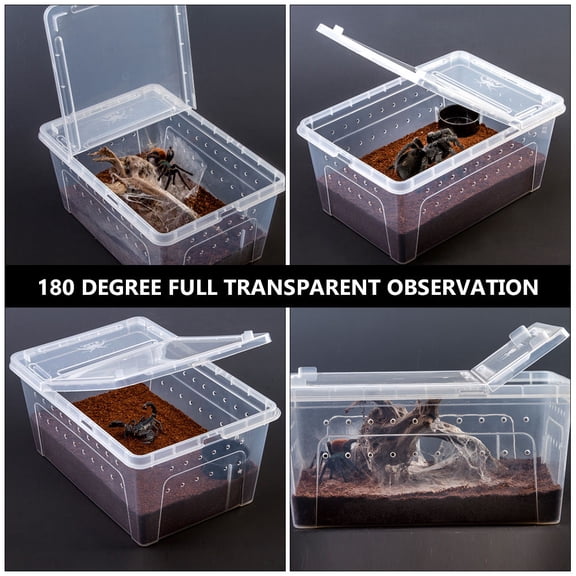 HONMEET 1Set Transparent Pet Reptile Habitat Breeding and Feeding Box for Snakes