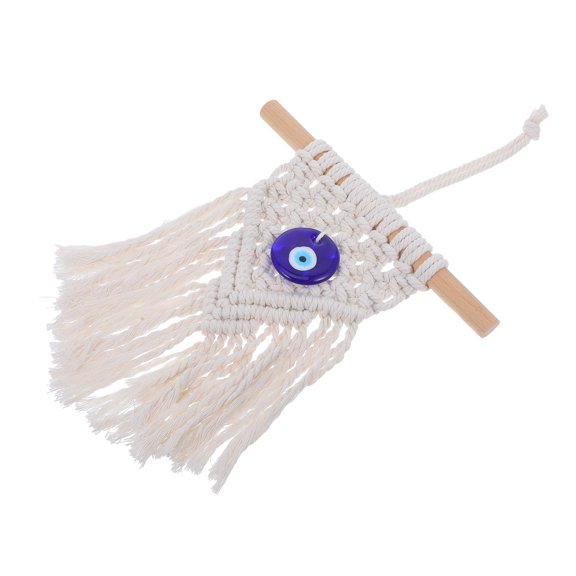 HONMEET Small White Macrame Woven Wall Decor Tapestry Pendant with Artistic Bohemian Design