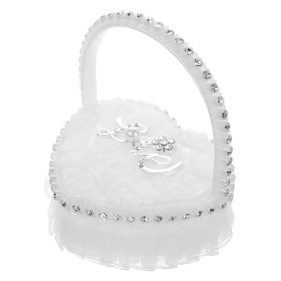 HONMEET 1Set Wedding Ring Pillow Heart Shape Gauze Plastic Fabric Wedding Ceremony Elegant Design