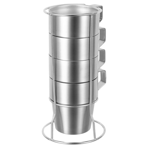 HONMEET Stackable Stainless Steel Tea Cups with Handle, Insulated Coffee Mugs Set for Camping, Outdoor, Travel and Daily Use