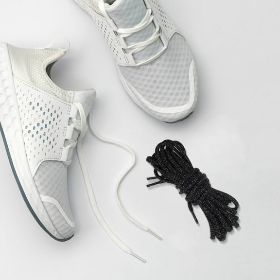 HONMEET 2 Pair Reflective Flat Design Laces For Night Running Black