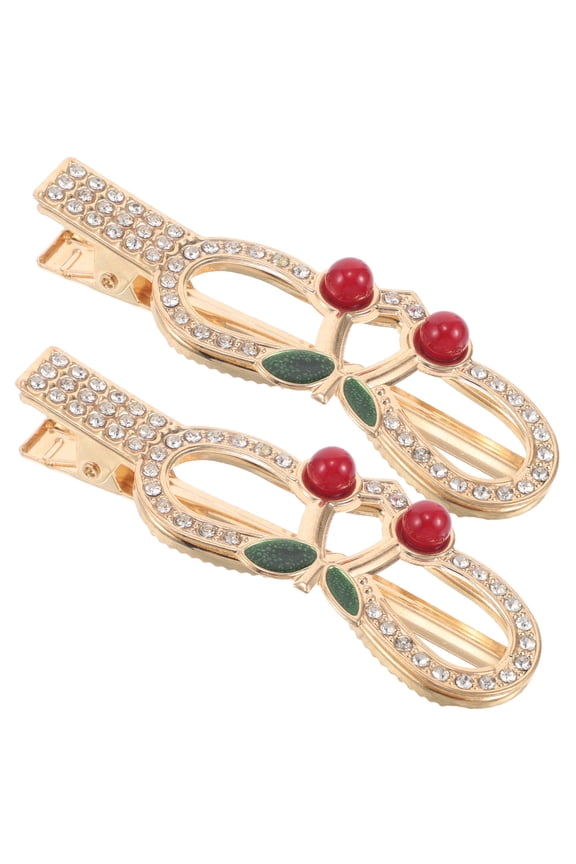 Set of 2 Stylish Cherry Pattern Hair Barrettes in Assorted Colors, Alloy Hair Clips to Secure for Girls