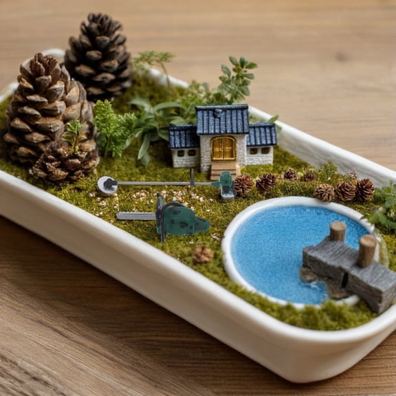 HONMEET 2Pcs Dollhouse Chainsaw Model Green PVC Simulation Prop for Outdoor Landscaping