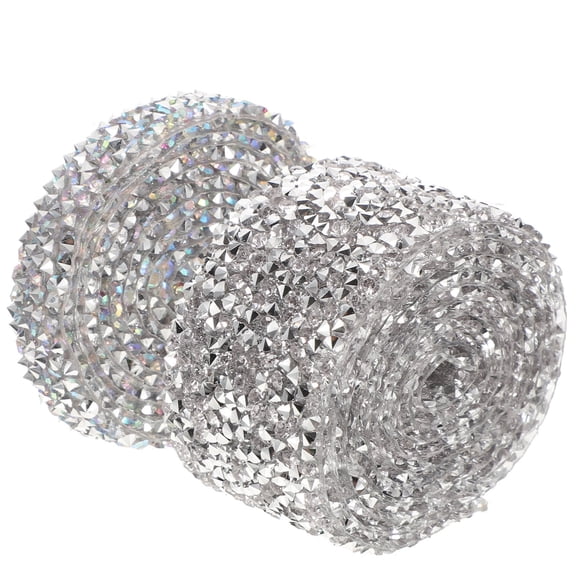 HONMEET Shiny Resin Rhinestone Decorative Tape for Clothes, 2 Rolls in Assorted Colors, Craft Tape for Fashion Accessories and