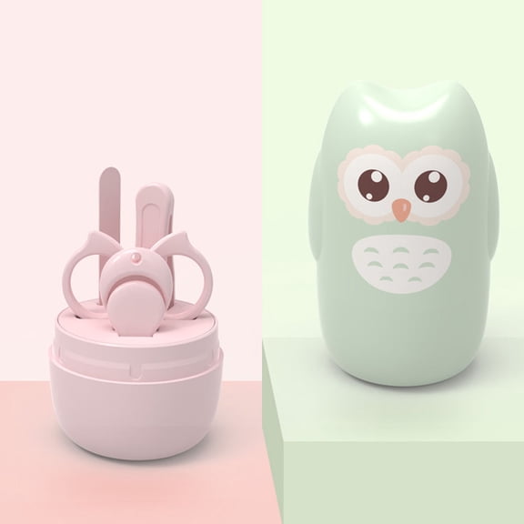 HONMEET 2 Sets Toddler Manicure Set Toddler Nail Scissor ABS Rounded Edges Design Light Pink