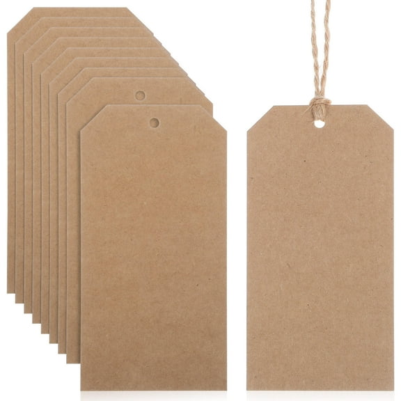 HONMEET 200Pcs Sturdy Kraft Paper Label Tags with Wire and String for Handmade Items and Storage