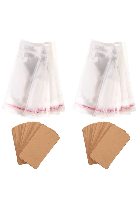 200Sets Blank Kraft Paper Earring Packaging Cards with Prepunched Holes and Bags for Vendors