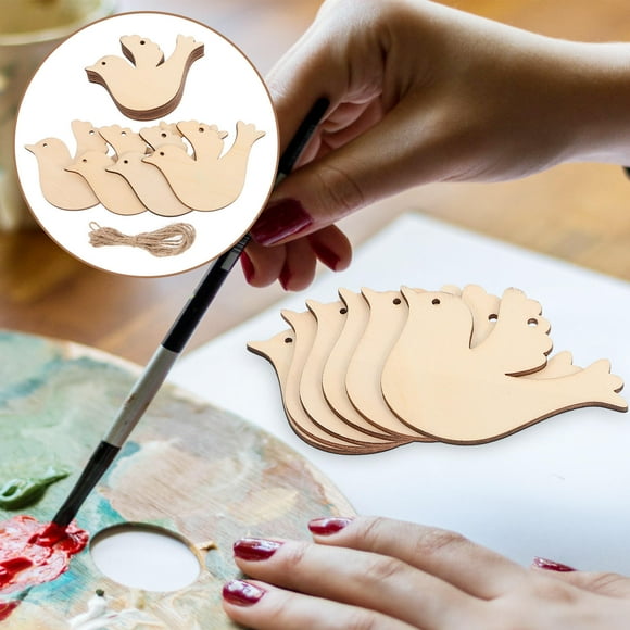 HONMEET 20Pack Unfinished Wood Cutouts For Crafts Bird Ornaments 9.3x7.0x0.2in