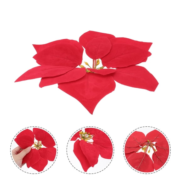 HONMEET Red Artificial Christmas Flowers Outdoor Holiday Floral Arrangement, 20 Pieces Decorative Seasonal Decor