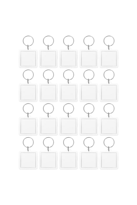 20Pcs Clear Photo Keychain Friends Birthday Square Transparent Acrylic Memory Keepsake