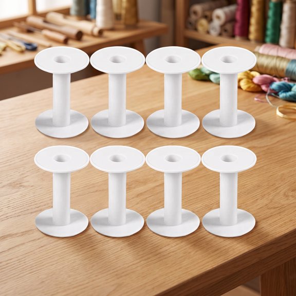 HONMEET 20Pcs White Plastic Thread Spools Empty Bobbins for Sewing Weaving Craft String Wrapping
