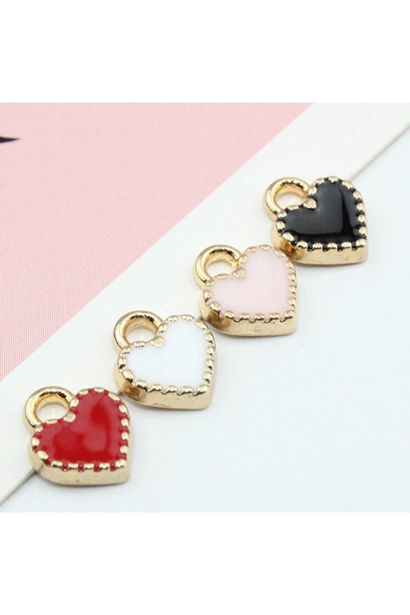20Pcs Alloy Heart Shaped Pendants Pink Color Jewelry Accessories for Creative Decoration