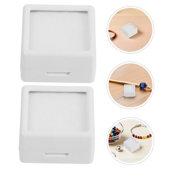 HONMEET 20Pcs Small Jewelry Organizer Box with Transparent Top and Sponge Inside for Trade Show Use