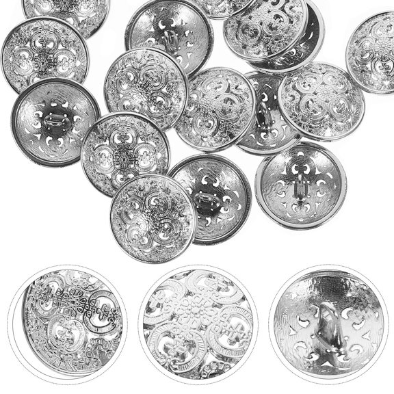 HONMEET Western Style Buttons Metal Button Decoration Silver 20Pcs 0.9In