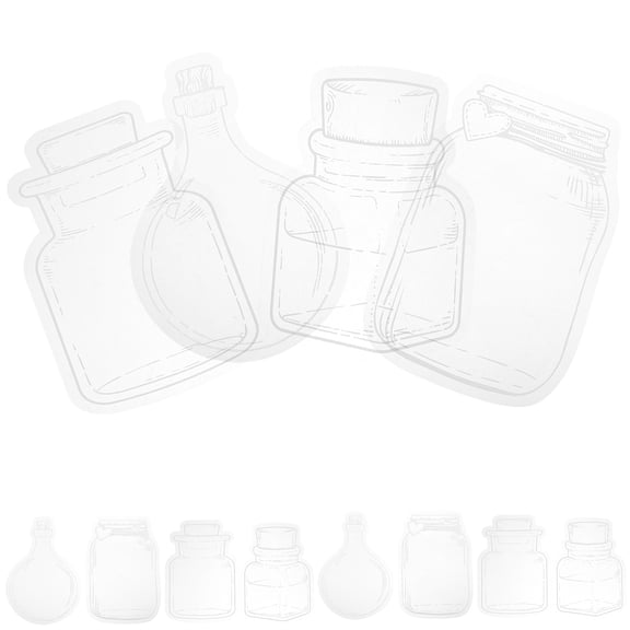 HONMEET 20Pcs Transparent Bottle Shape Sticker White Decorative Craft Decal for Planner Album