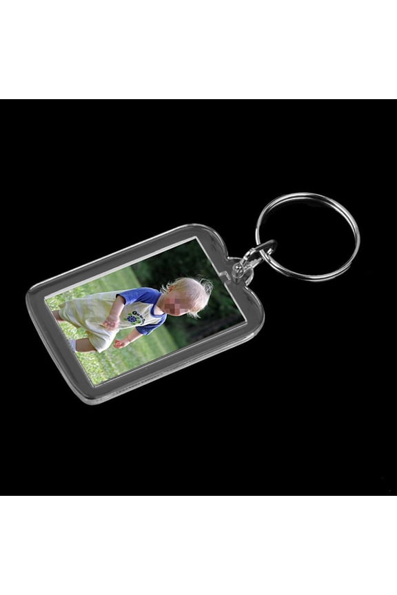 20Pcs White Photo Frame Keychain with Acrylic Frame and Sturdy Metal Ring