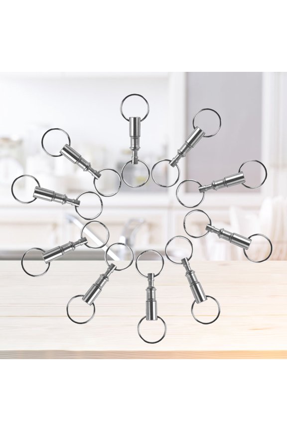 Chrome-Plated Zinc Key Ring Dual Keychain Silver Easy Separate 20Pcs