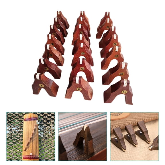 HONMEET Traditional Guzheng Bridges Wood Musical Instrument Fittings 21 Pieces for Guzheng Repair and Replacement