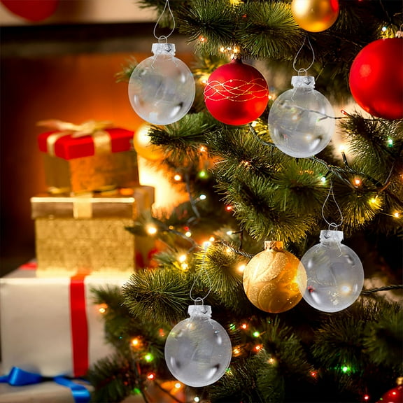 HONMEET 24Pcs Clear Plastic Fillable Flat Ornaments Transparent Oval Baubles for Christmas Decor